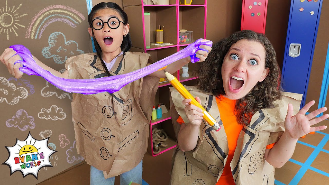 KIDS VS ADULTS Cardboard School Adventures!