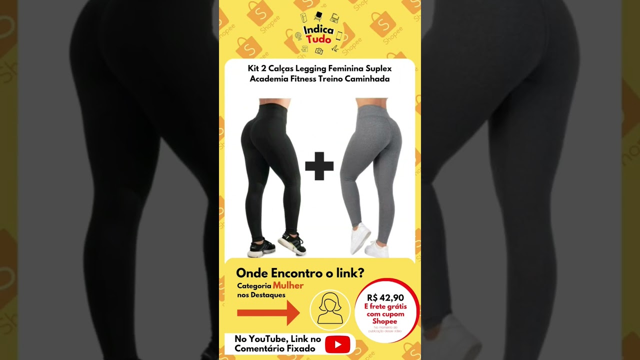 Kit 2 Calças Legging Feminina Suplex Academia Fitness Treino Caminhada #academia #treino