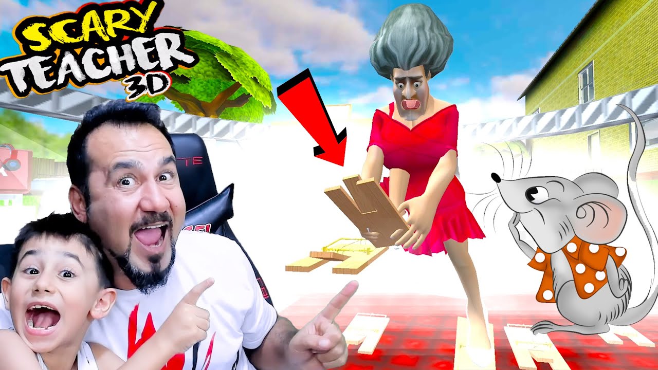 KIZGIN ÖĞRETMENE  FARE KAPANINDAN TUZAK ŞAKASI! | SCARY TEACHER 3D OYNUYORUZ!