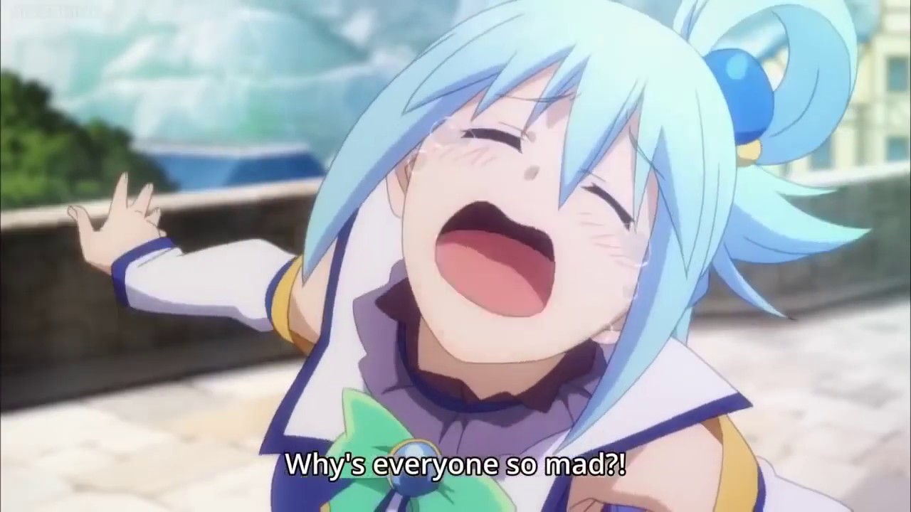 KonoSuba Aqua funny moments crying moments
