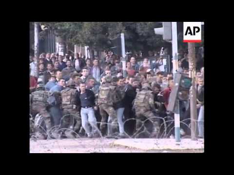 KOSOVO: MITROVICA: PROTESTORS CLASH WITH K-FOR TROOPS
