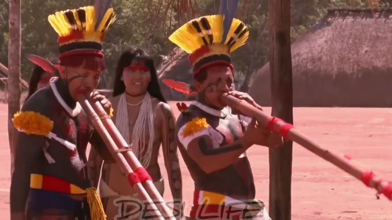 Kuikuro Tribe Rituals | Bamboo Flute Music, Body Painting & Huka Huka Wrestling in Amazon