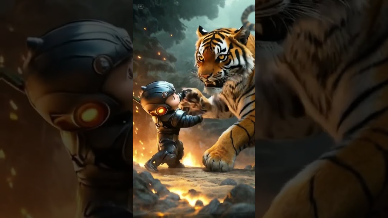 Kung Kid Kid VS Tiger #funny #fighting #cute #fightingkids