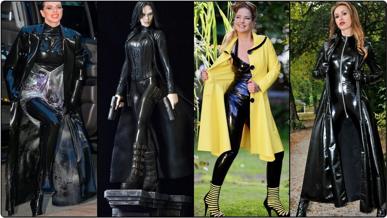 Latex catsuit for women / Cute latex catsuit & bodysuit with trench coat