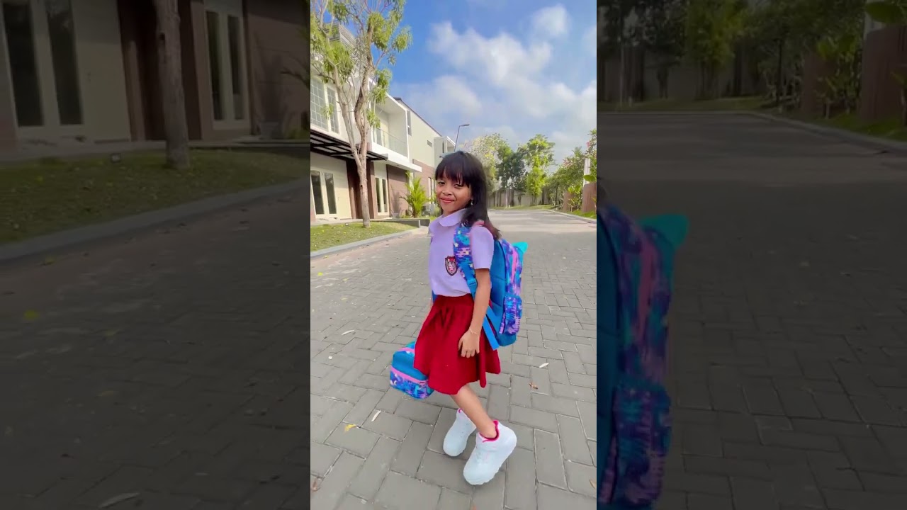 LEIKA BERANGKAT SEKOLAH PAKAI TAS SERBA BIRU CANTIK BANGET‼️ #leika #viral #shorts