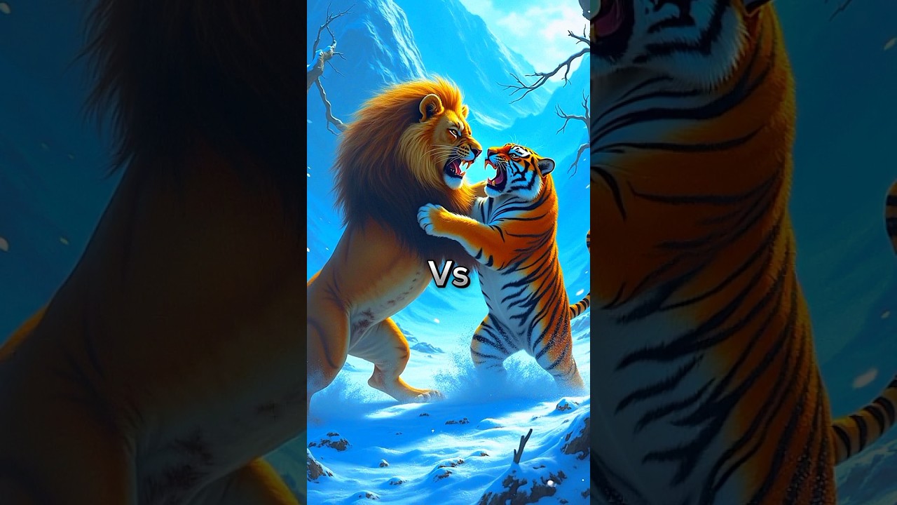 Lion vs tiger . Animals fight