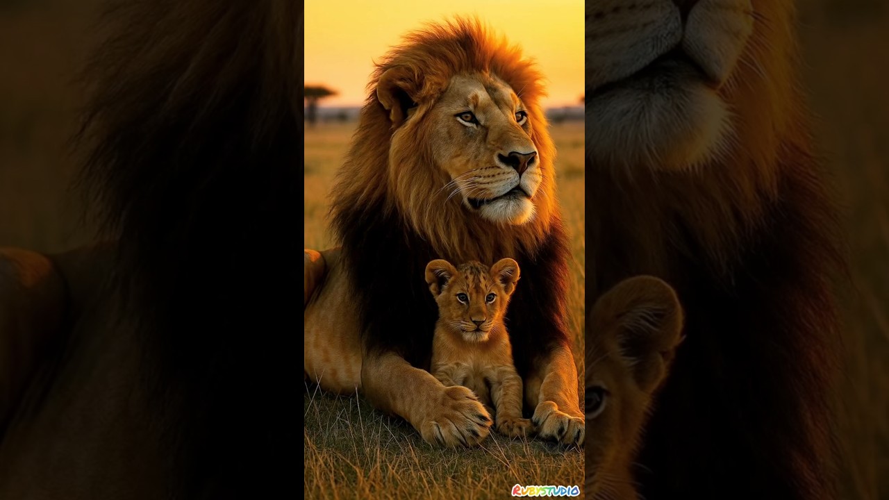 Lions' love in the golden sunset 🦁🌅