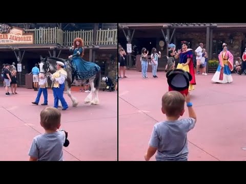 Little Boy tips his Hat to Disney Princesses during Parade 😍 | Florida