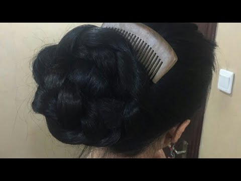 long hair lady bun drop and hair play | beautiful hair women hairplay