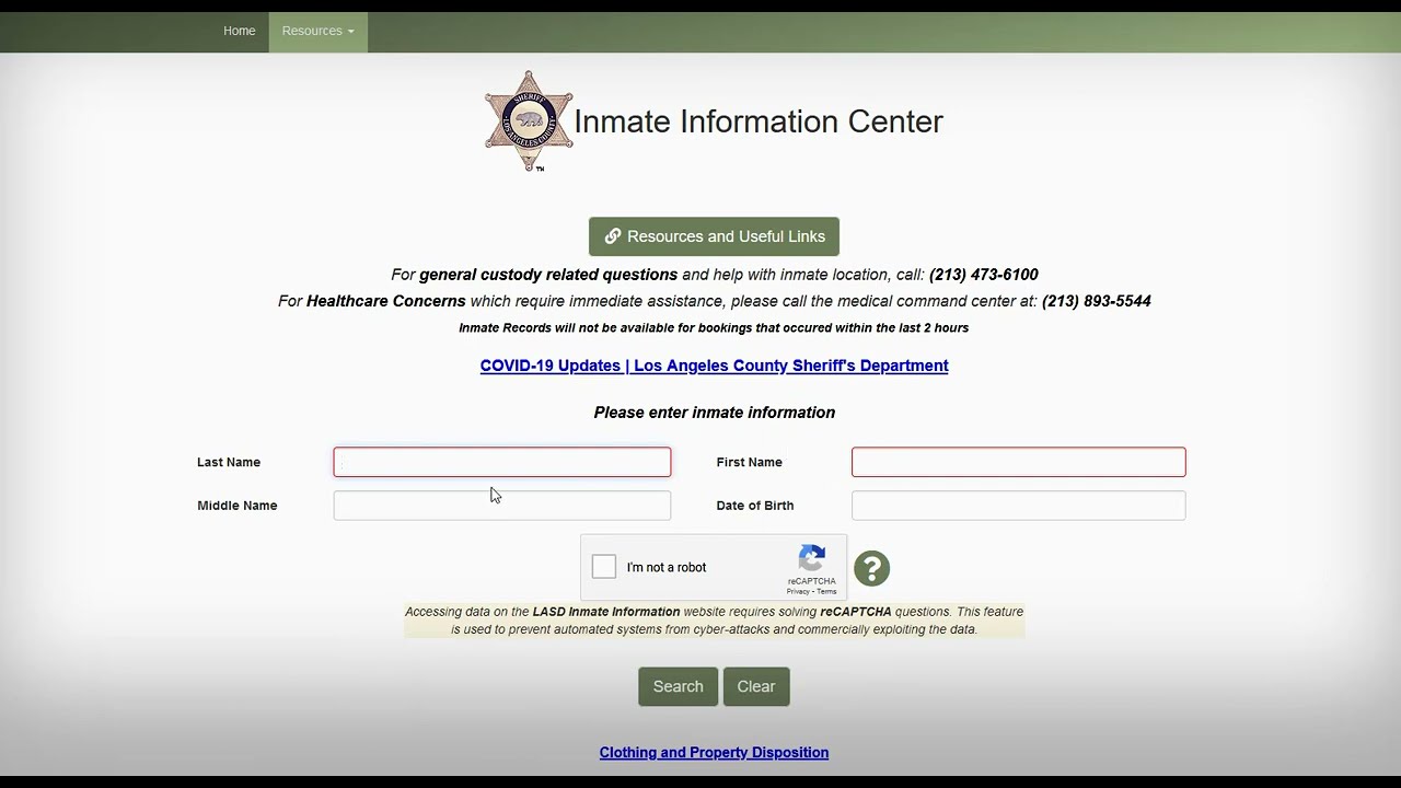 Los Angeles County Inmate Search