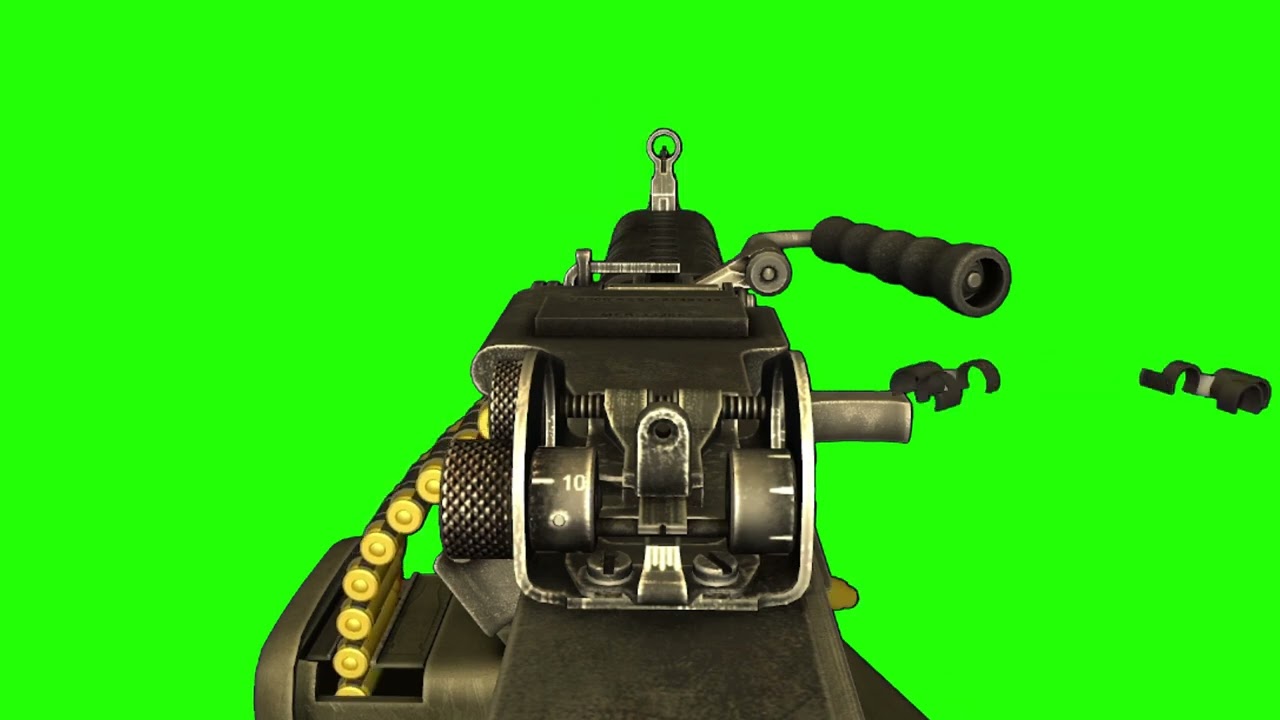 Machine gun M249 SAW FPS view, green screen