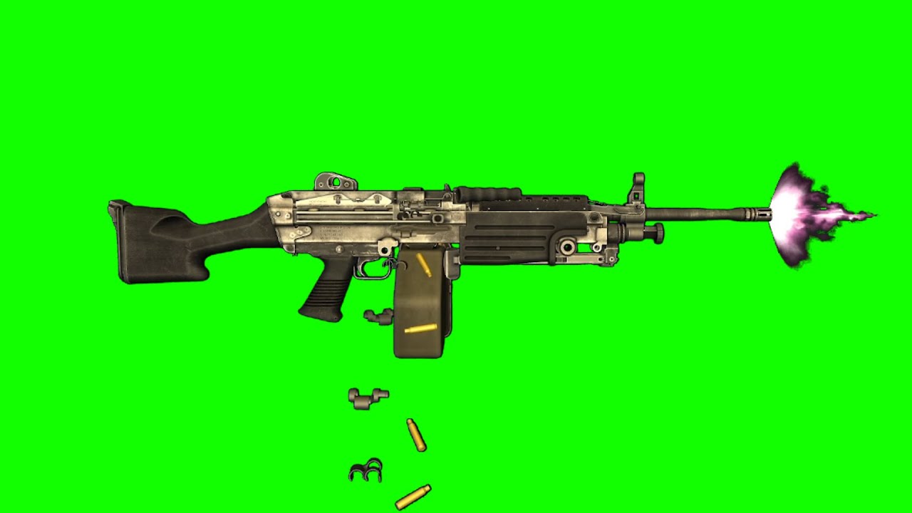 Machine gun M249 SAW green screen