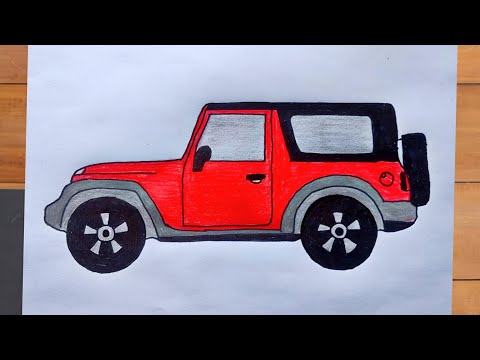 Mahendra Thar 2.0 Drawing Tutorial || Only 5 minutes || Step By Step Tutorial || Very Easy