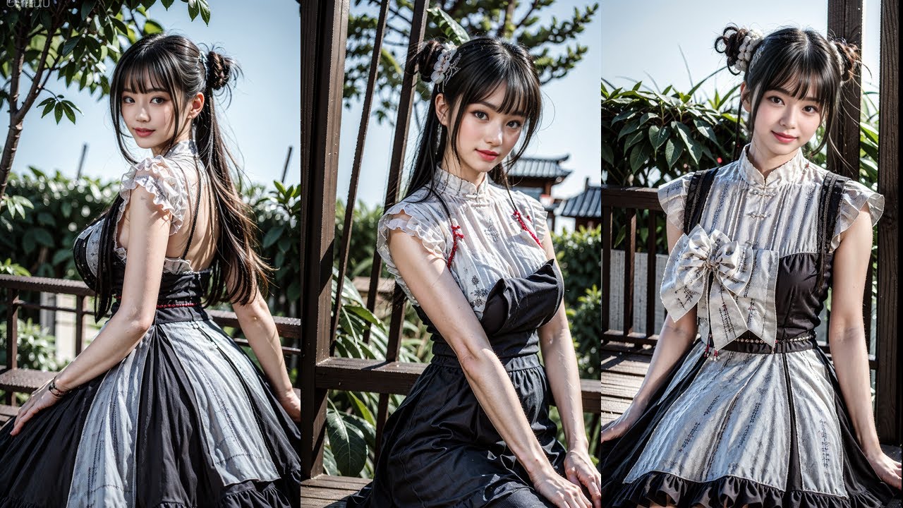 Maid Cheongsam Vintage-Inspired Dress メイドチャイナドレス 메이드 치파오 | 4K AI Girl Lookbook
