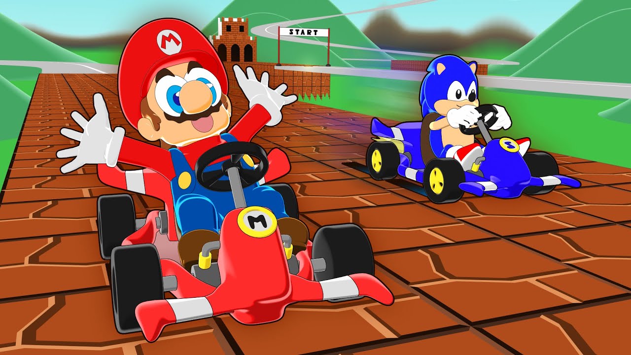 MARIO vs SONIC in a Kart racing