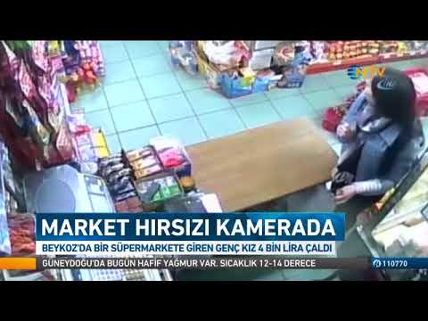 Markette hırsızlık yapan genç kız kamerada !