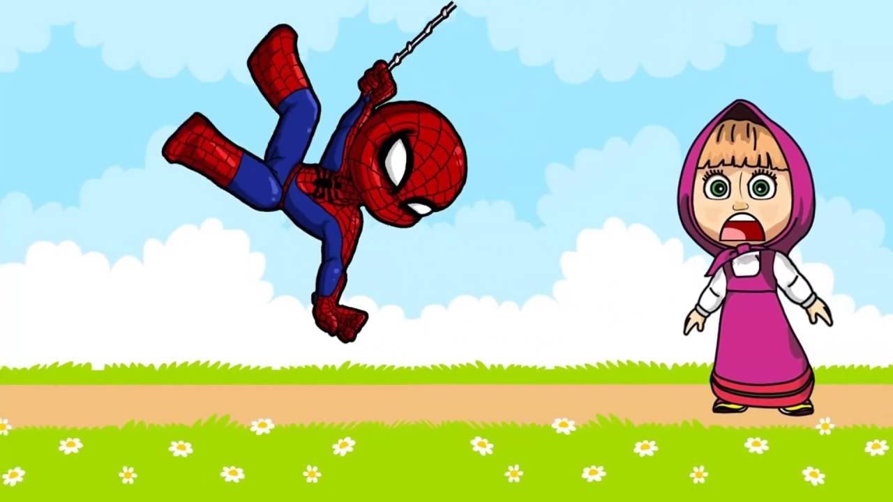 Masha Crying Spiderman her lost Ball