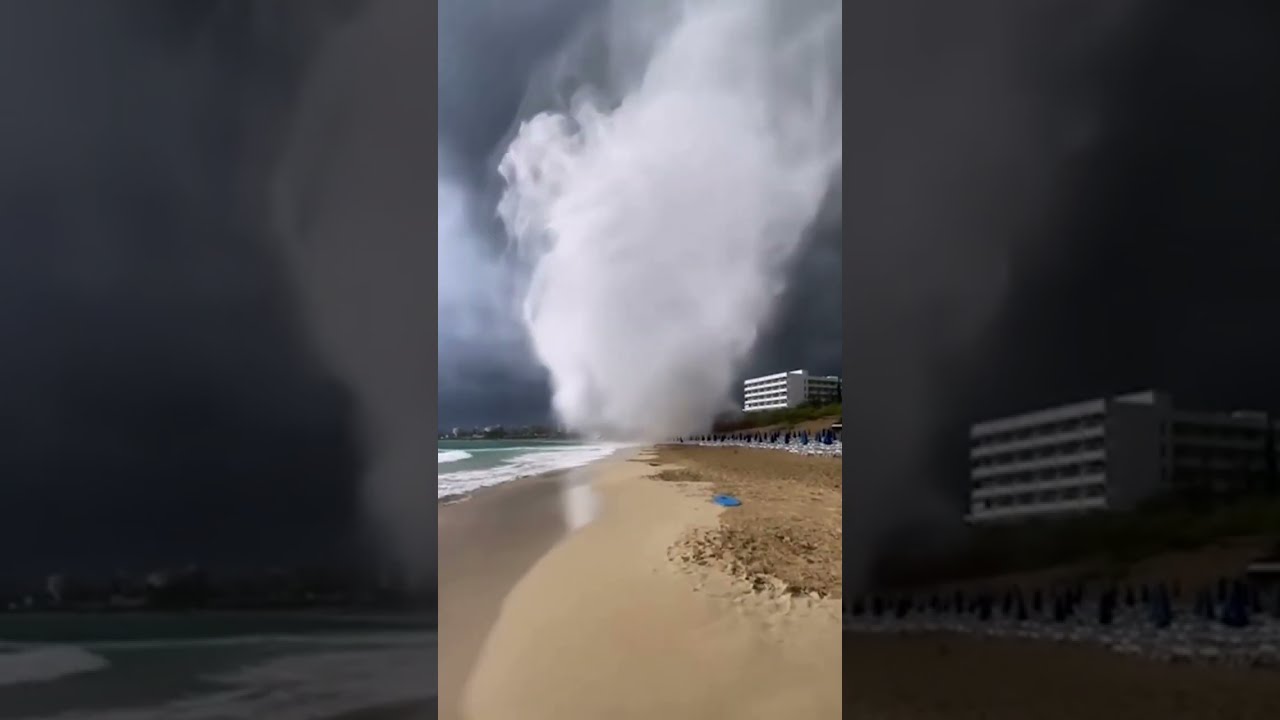 Massive Waterspout Swirls Onto Cyprus Beach
