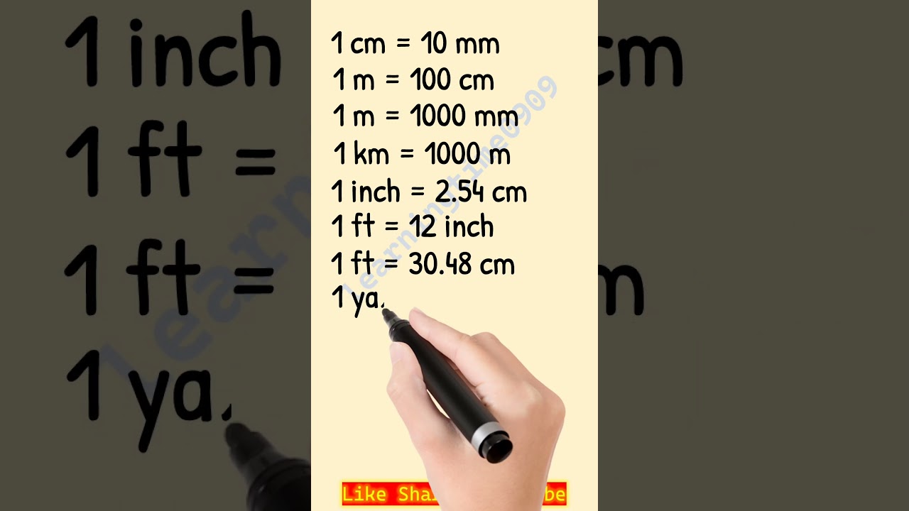 measurement centimeter to meter to kilometer inch feet yard mile #shorts #trending #viralvideo #gk