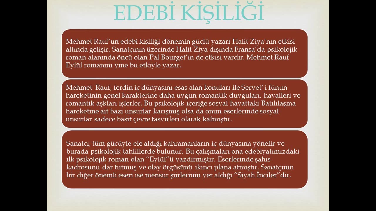 Mehmet Rauf edebi kişiliği ,hayatı,eserleri