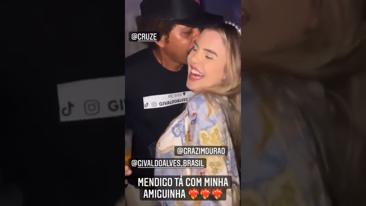 Mendigo e Grazi Mourão se beijando