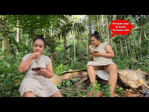 Minggu pagi angkat jaring , petik sayuran dan membuat sarapan pagi di hutan