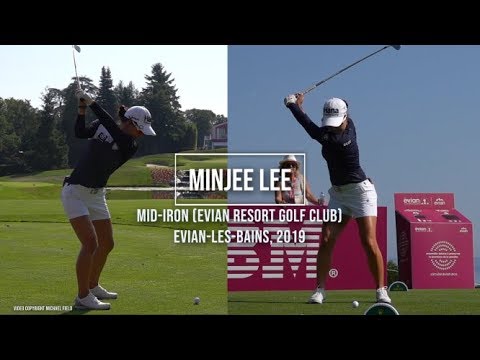 Minjee Lee Golf Swing Mid-Iron (DTL & FO), Evian Championship, Evian-les-Bains, July 2019.