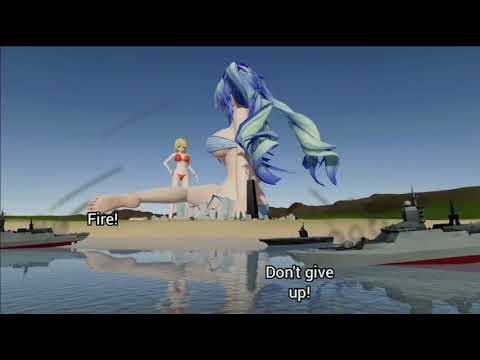 MMD Giantess Rin And Miku Crush The Military - Part 14