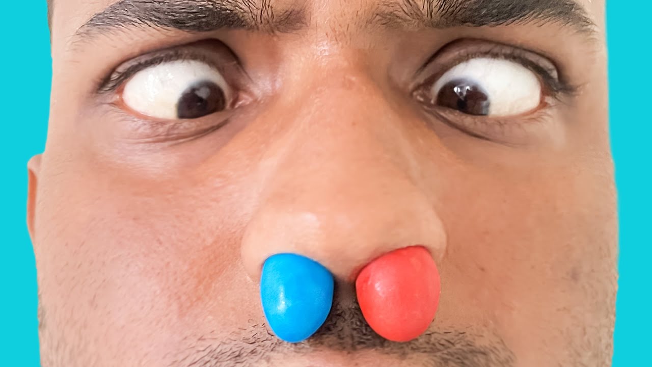 M&M'S STUCK IN NOSE 😂😆 #shorts