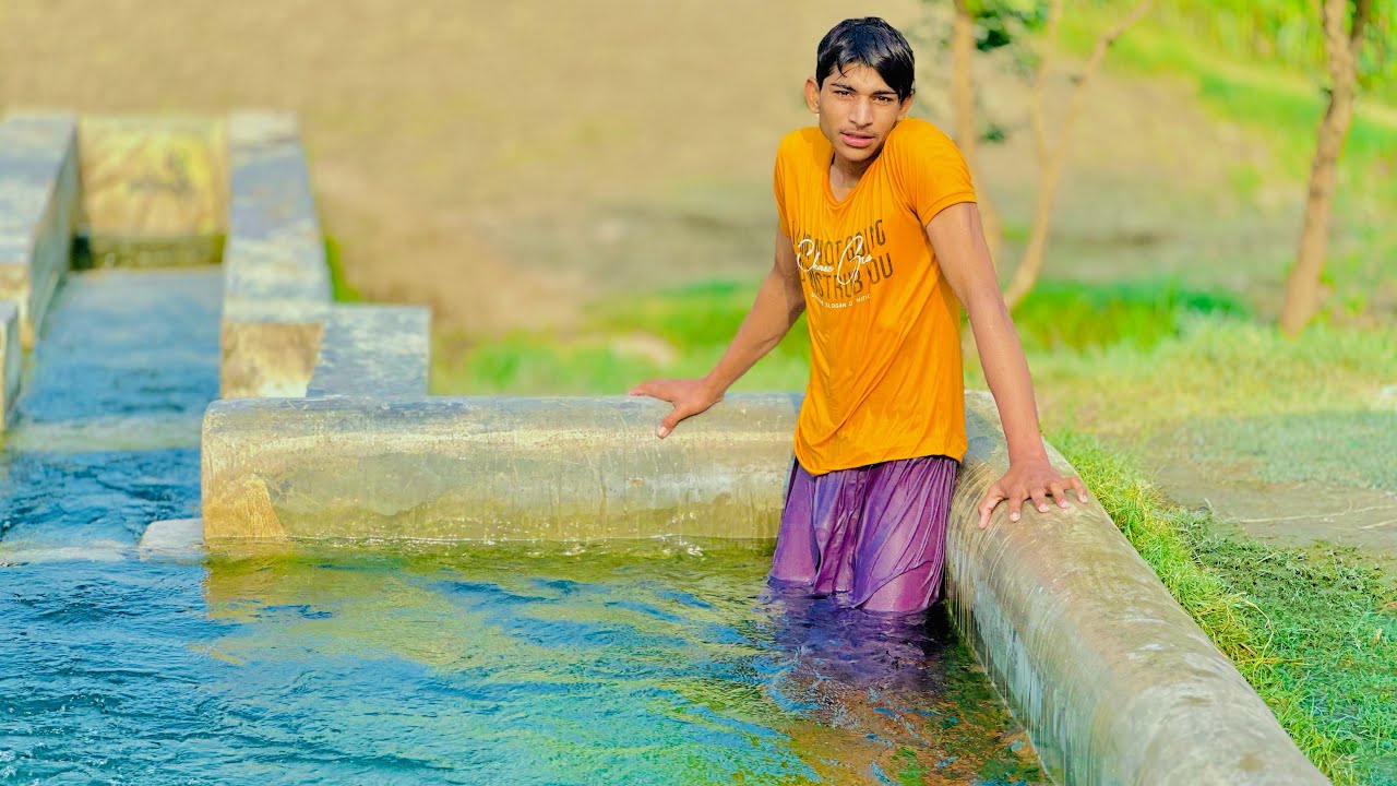 My First Vlog | Swimming in Tubewell Water Pool in Village | Tube Well water Fun by boys