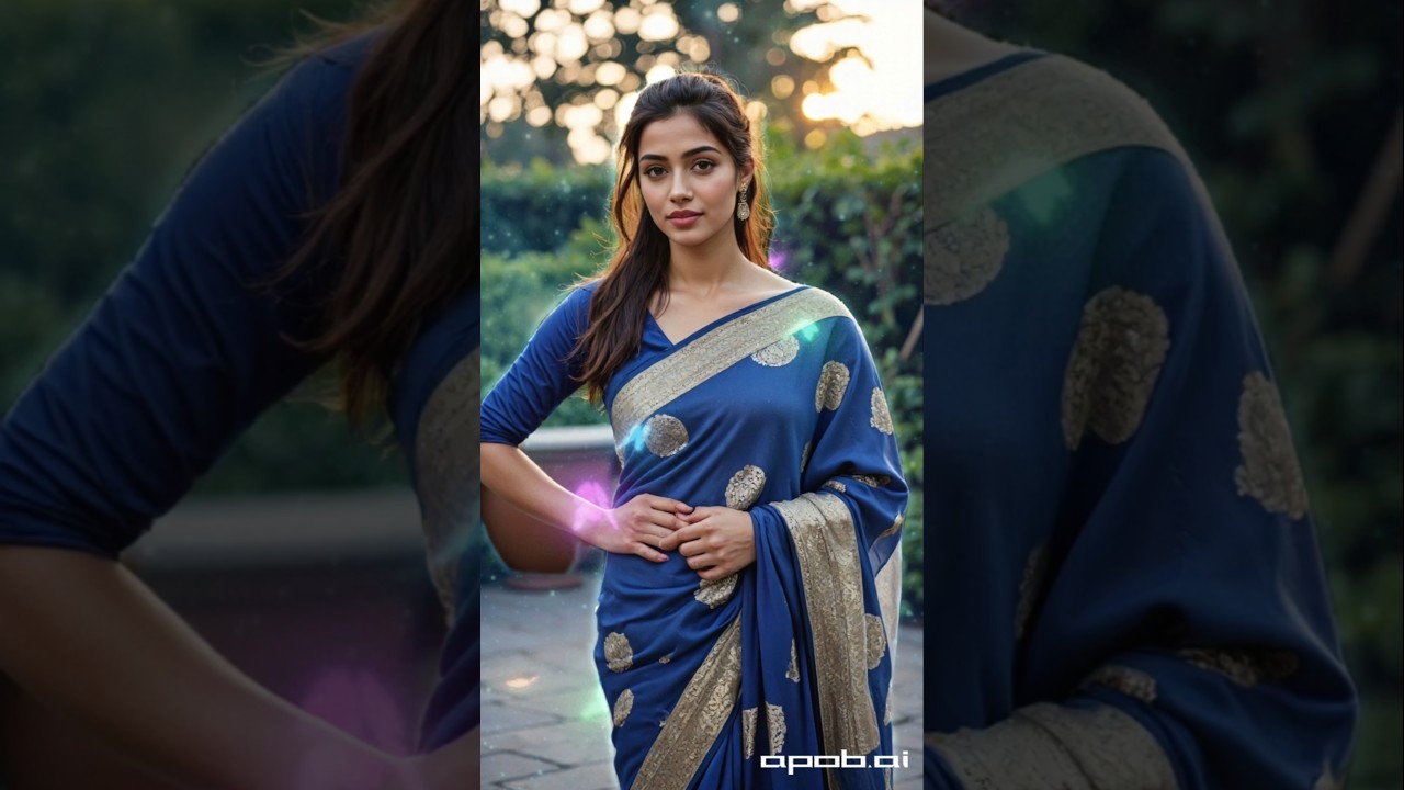 My saree collection - Diksha in Dark blue hot saree - hot indian girl #recentpics #saree #indian