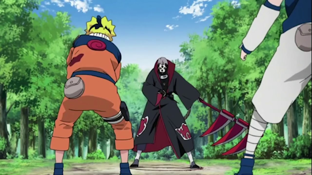 Naruto,Sasuke and Sakura vs Hidan