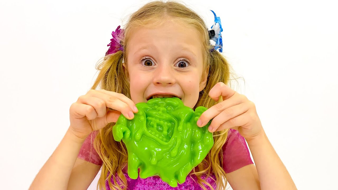 Nastya turns dad's food into jelly