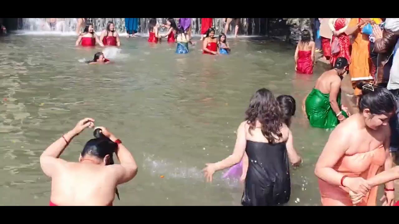Nepali woman   Open Holy bath   Maha Snan Salinadi Nadi  Women Snan # 2