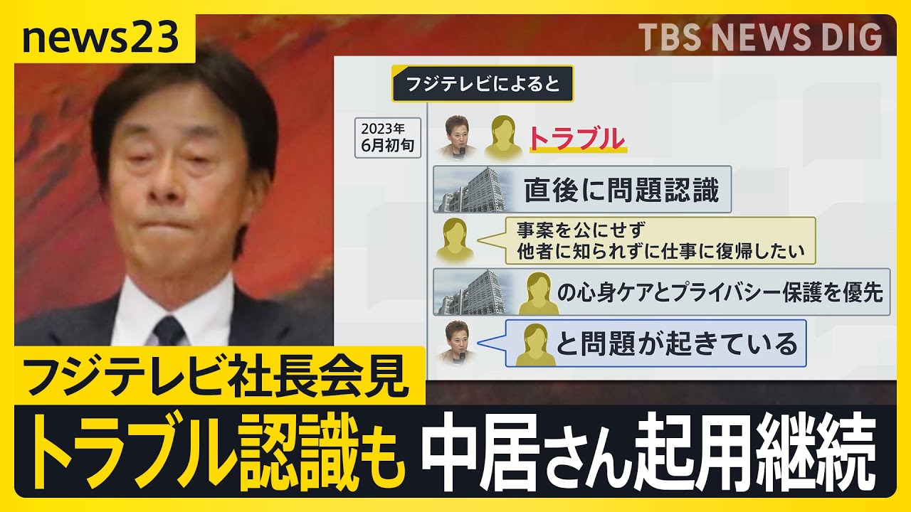 中居さん女性トラブル「直後に認識」 フジテレビが“写真撮影のみ”異例の会見で“第三者による調査委員会設置”明言も専門家「説明不十分、改めて説明の機会を」【news23】｜TBS NEWS DIG