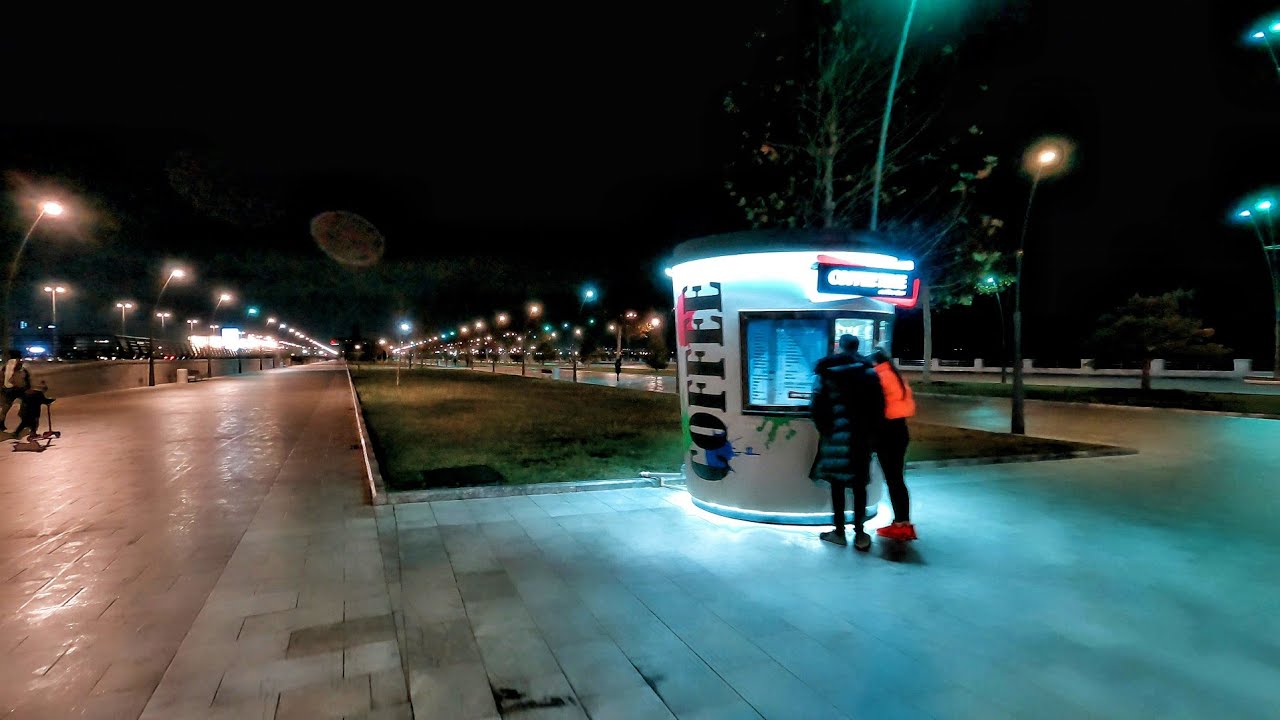 Night walk on Baku boulevard  -December , 2021  White city boulevard - Walking Tour - Azerbaijan 4k