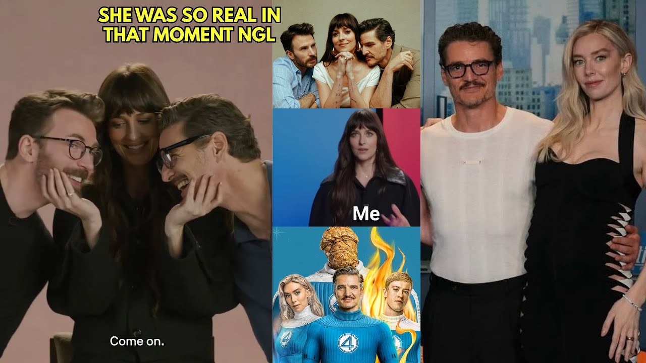 Not Dakota making Pedro Pascal and Chris Evans kiss recreating the Challenger scene?!😂