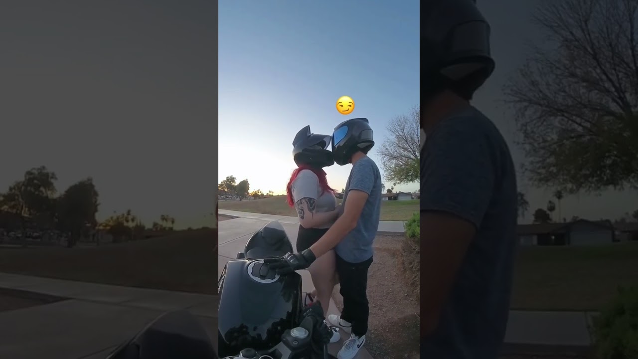Not sure if she liked it🤷‍♂️ #motorcycle #biketok #motorcyclebackpack #couple #bikecouple #fy #fyp