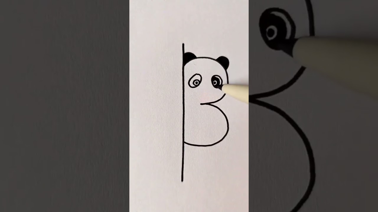 #Panda drawing with letter B#🐼#Anvi girl