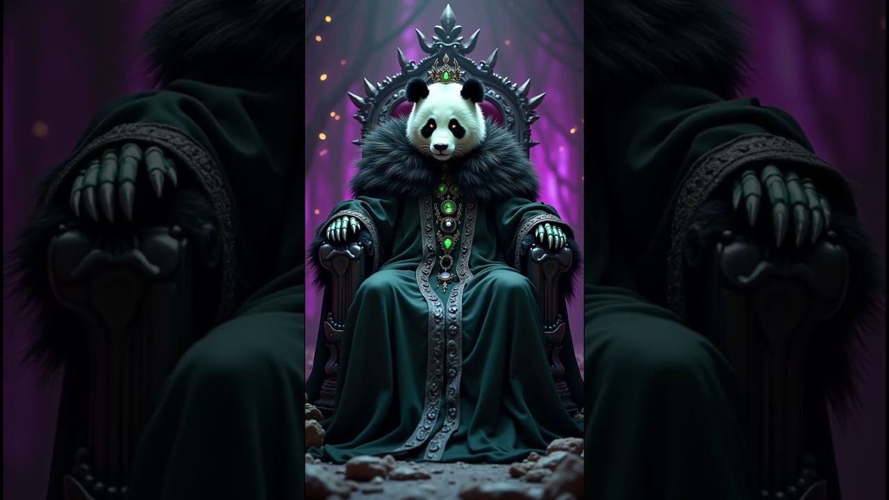 panda Sovereign of Shadows💀 #MajesticKing #FashionElegance #AnimalMystique #LuxuryGold #DarkFantasy