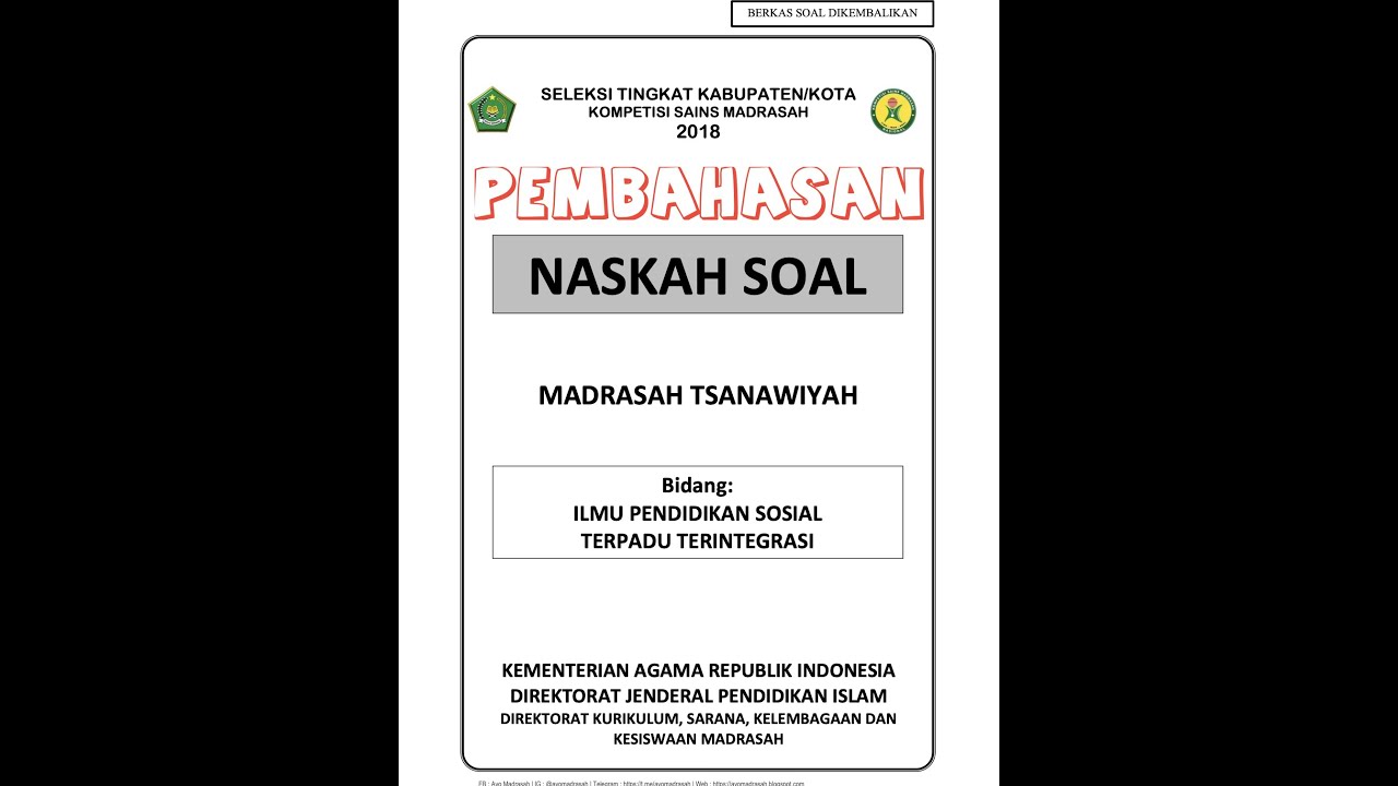 PEMBAHASAN SOAL KSM IPS 2018 TINGKAT KABUPATEN (KOTA)