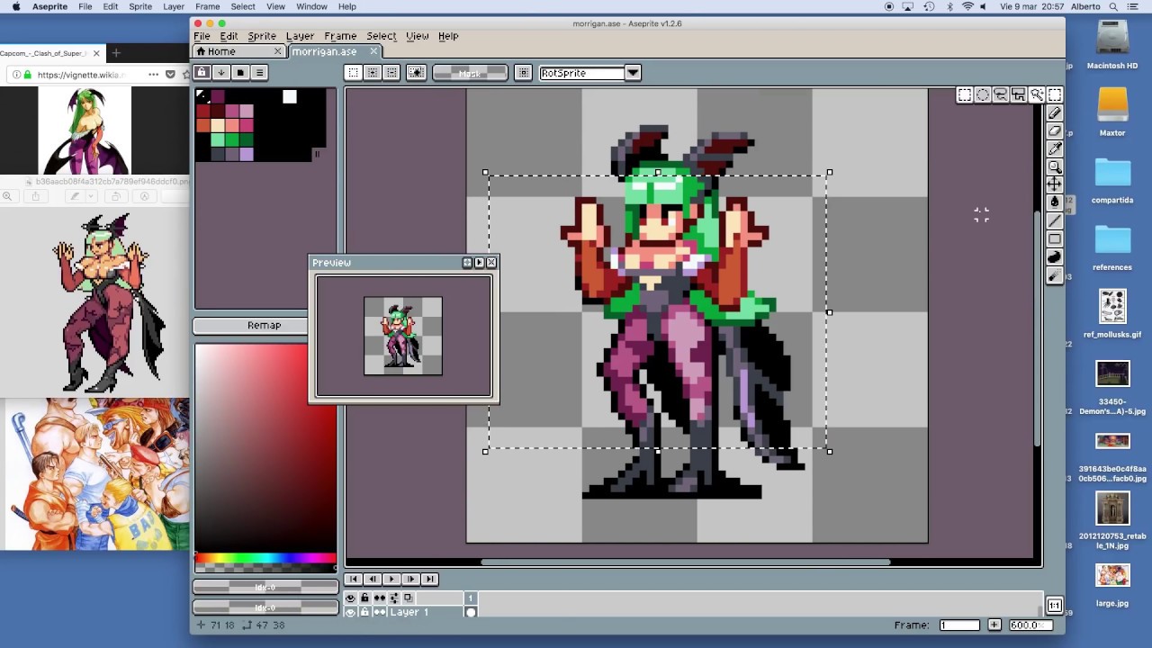 PIXEL ART TIME LAPSE #121 - Morrigan (Darkstalkers)