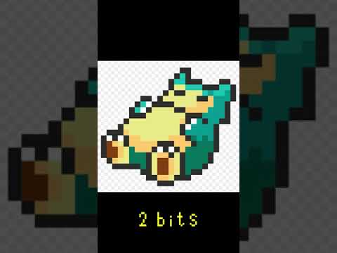 pokemon 卡比獸 Snorlax 1 bit, 2 bits, 4 bits, 8 bits, 16 bits, 32 bits, 64 bits, 128 bitse #shorts