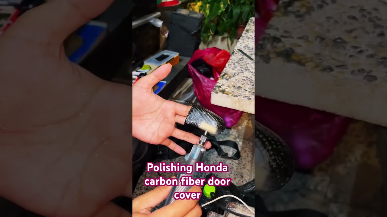 Polishing cf Honda accessories #hondacivic #automobile #diy #carbon #coversong