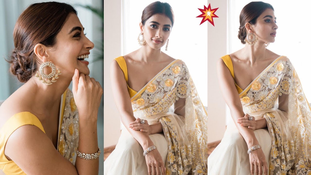 Pooja Hegde hot cleavage in saree 🔥 | #freakboy #hot (WATCH FULLY)