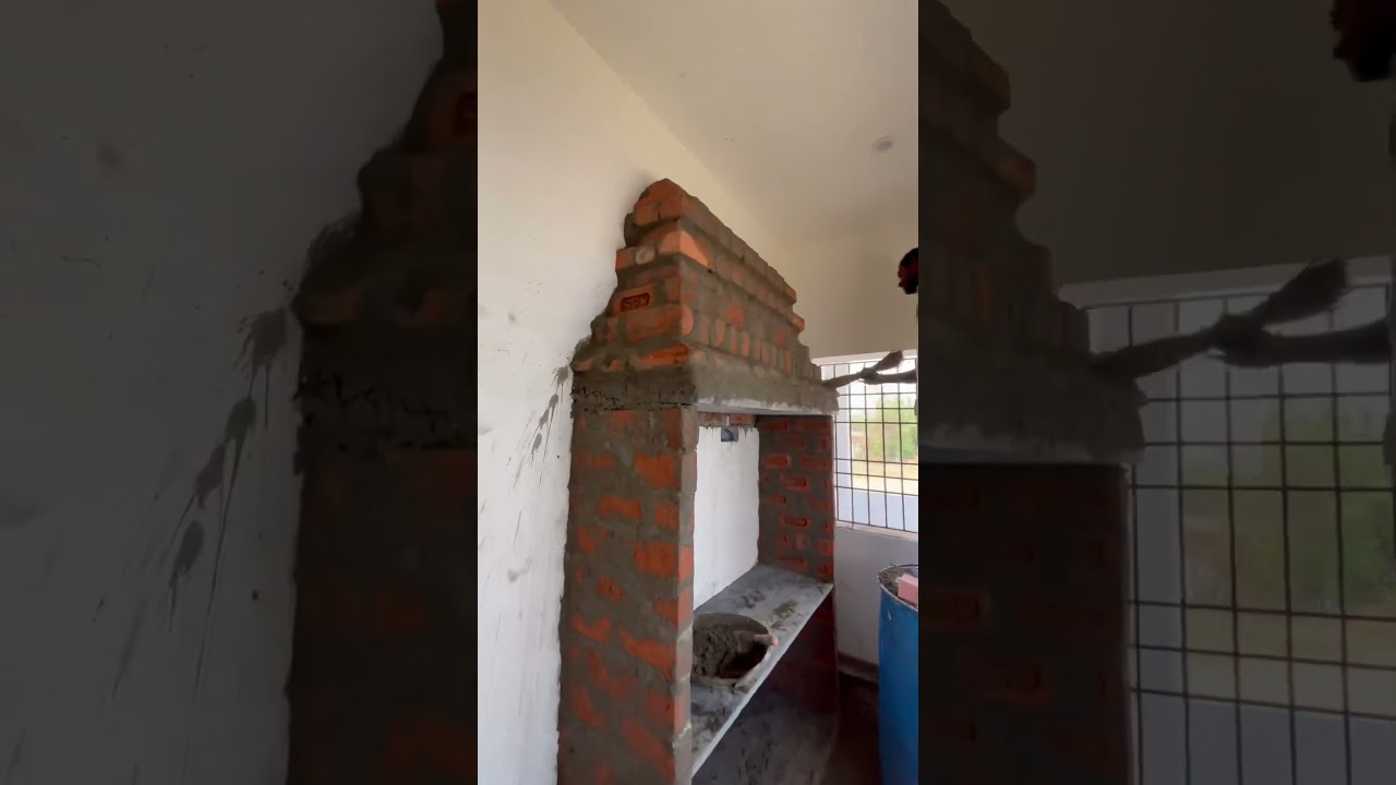 Poojai room design cement work