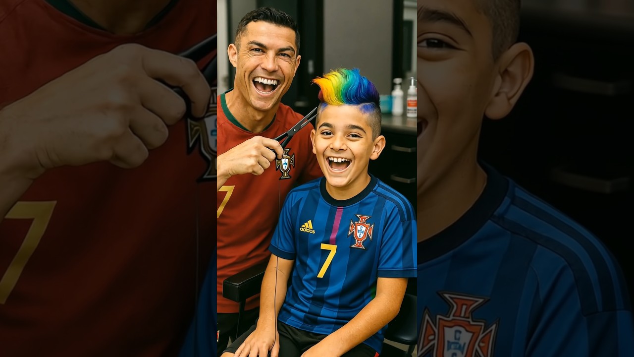 Poor Ronaldo's son Hair Cut👱✂️ Messi Laughing 😆 ll #ronaldo , #messi
