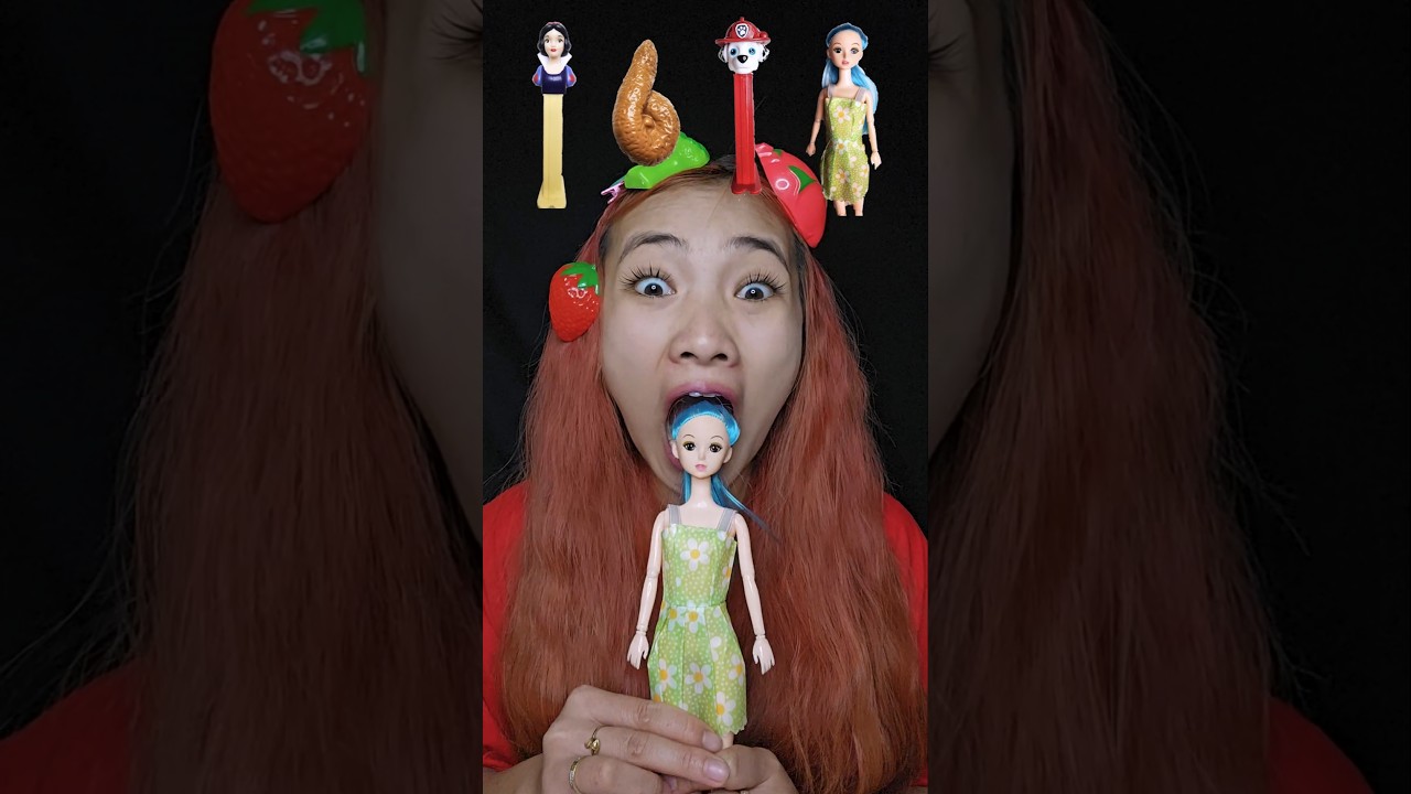 princess candy, chocolate candy, rescue dog candy, doll candy 💃🍭💩🍭🐶🍭👸 #funny #mukbanging #shorts