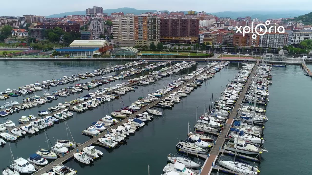 Puerto Pesquero Santurtzi Bilbao Spain 2019.07 aerial video