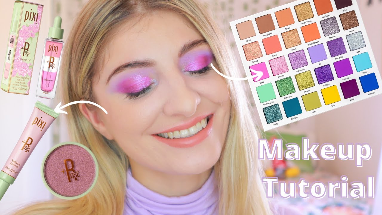 PURPLE MAKEUP LOOK | GLAMLITE X MIKAYLA EYESHADOW & NEW PIXI BEAUTY | KezziesCorner